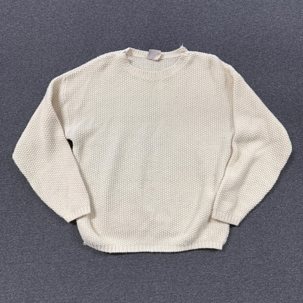 Vintage Huntington Ridge Knit Sweater Mens Medium Cream Good Textured Crewneck